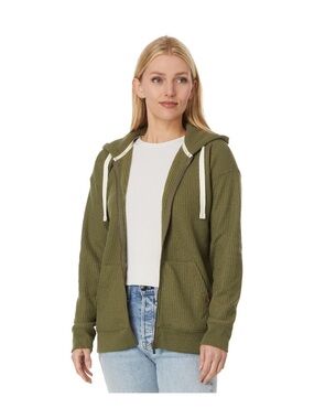 L.L. Bean Green Gorpcore Birchwood Brushed Waffle Full-Zip Hoodie Medium